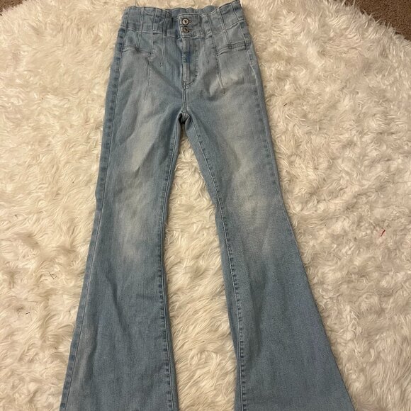 We The Free People Jayde Flare Jeans Washed Out Lightwash Jeans 28 - Picture 3 of 9